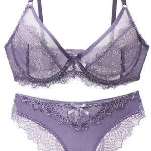 Чипкани сет гаће и грудњак са жицом 25А - 52G - сива, 28a